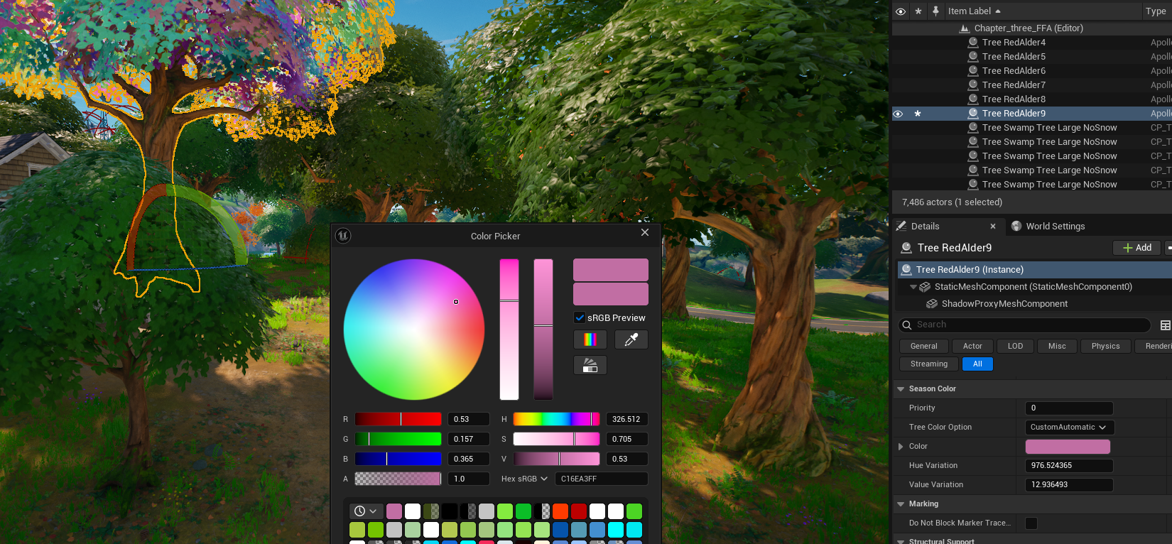 Nanite Apollo Medium Tree and Red Alder Tree
