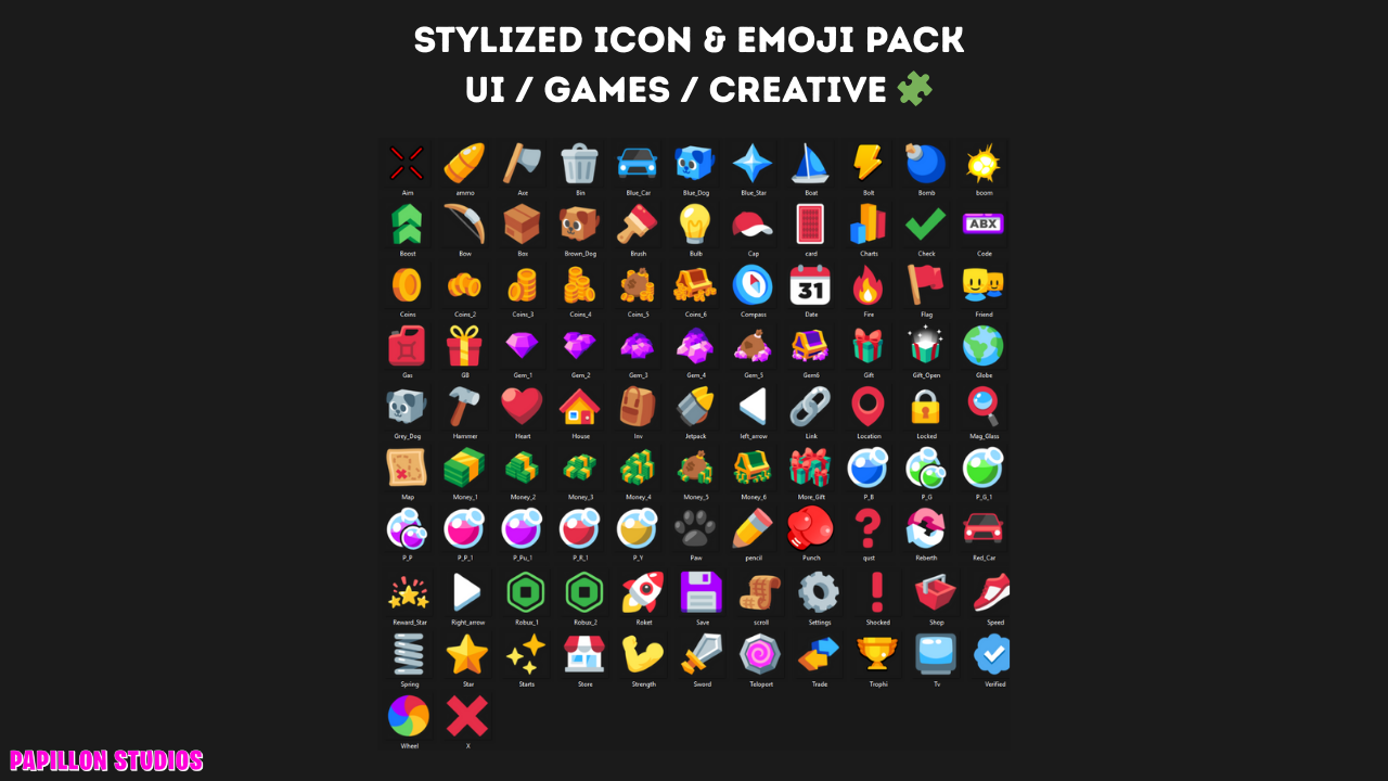 🧩 Stylized Icon & Emoji Pack – UI / Games / Creative 